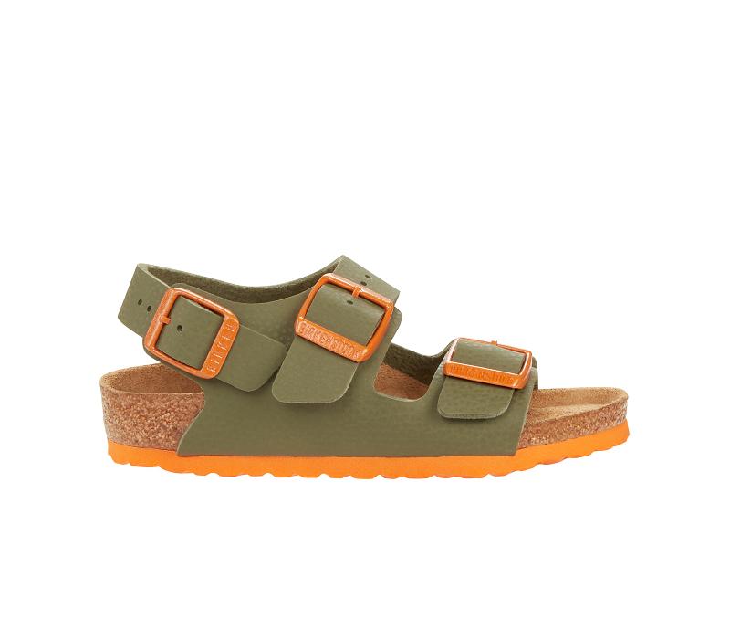 Birkenstock Birko-flor Narrow Milano Børn Grøn Orange | DK 13MQZ